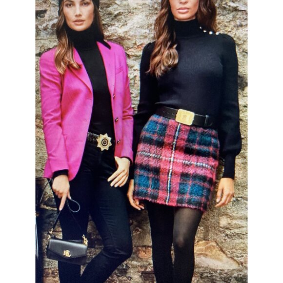 NWT LAUREN RALPH LAUREN WOMENS PLAID MOHAIR PENCIL MI PINK MULTI 18 - Picture 4 of 6